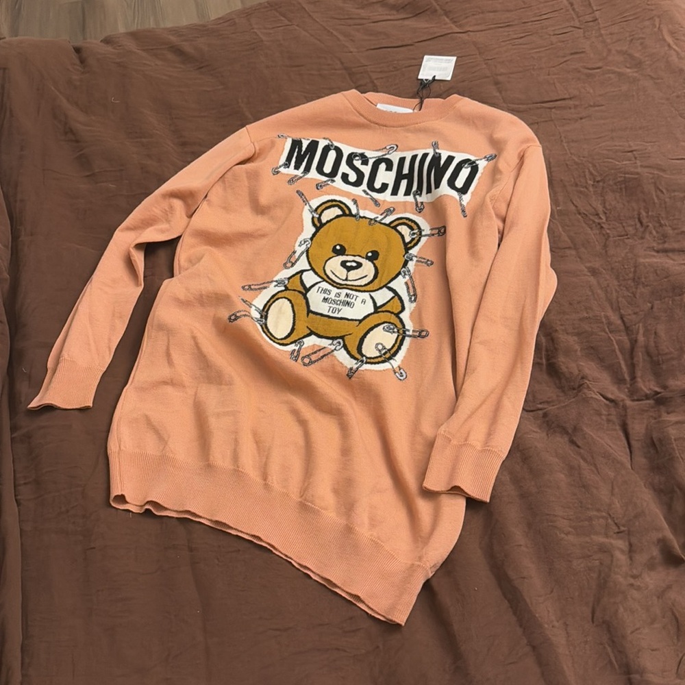 NWT Moschino couture moschino teddy bear pink wool sweater dress - Picture 4 of 7